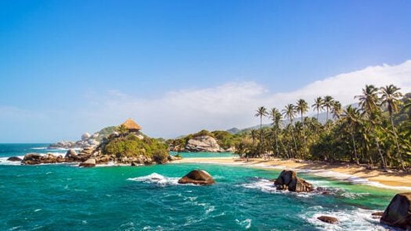 Sunny beach in Colombia with no crowds