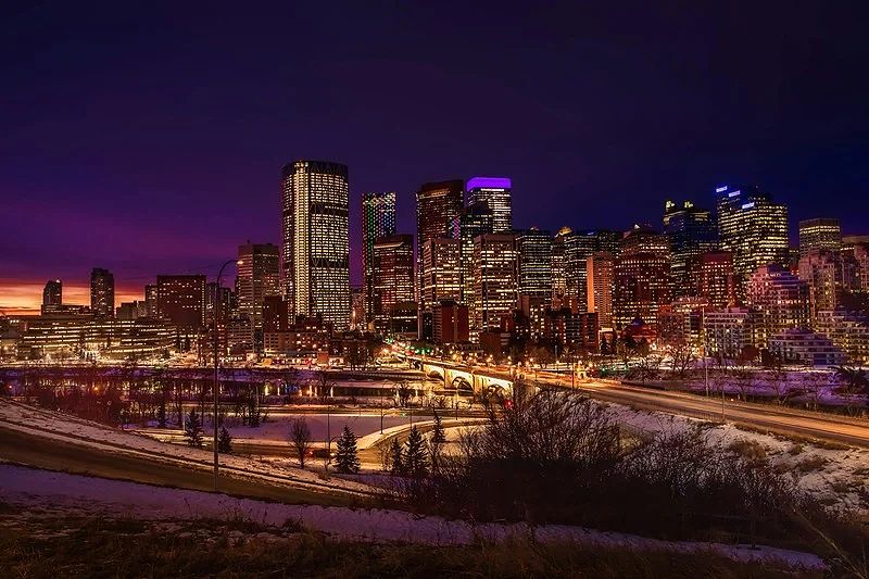 The Montreal, Quebec skyline at night